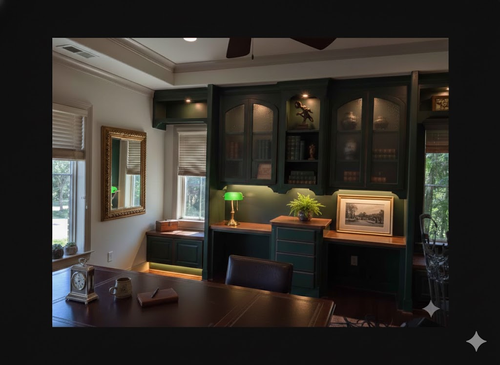 Custom double desk — green finish